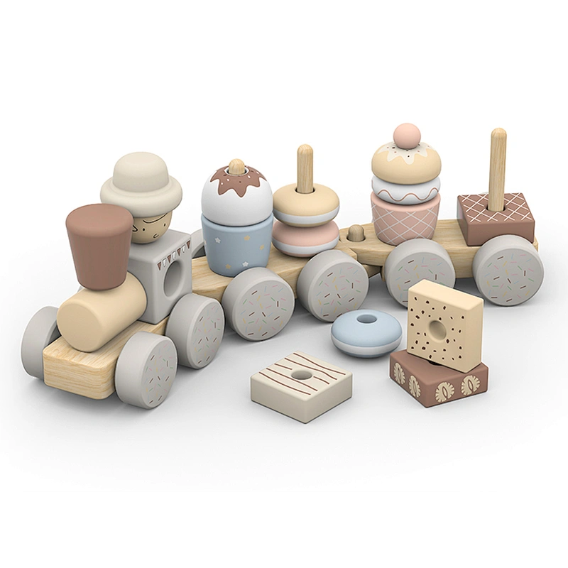 High Quality Stacking Blocks Wooden Dessert Train Toy for Kids W04A662